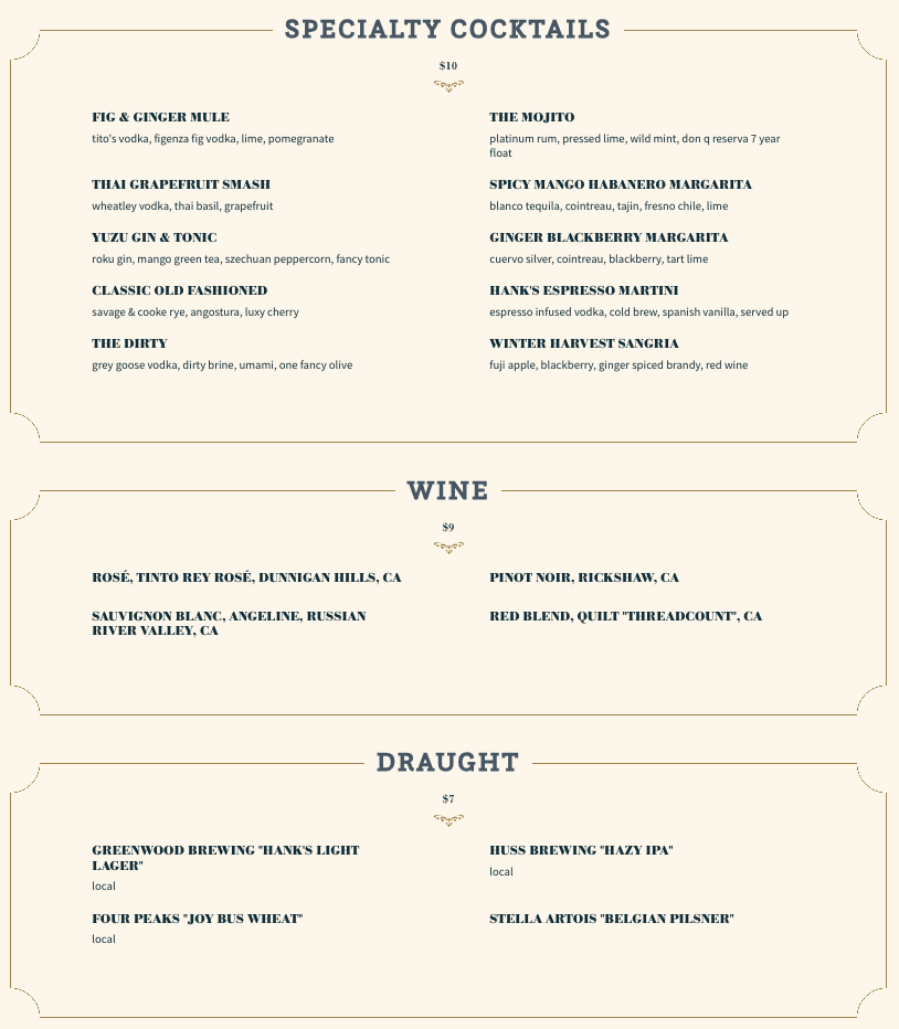 Drink Menu