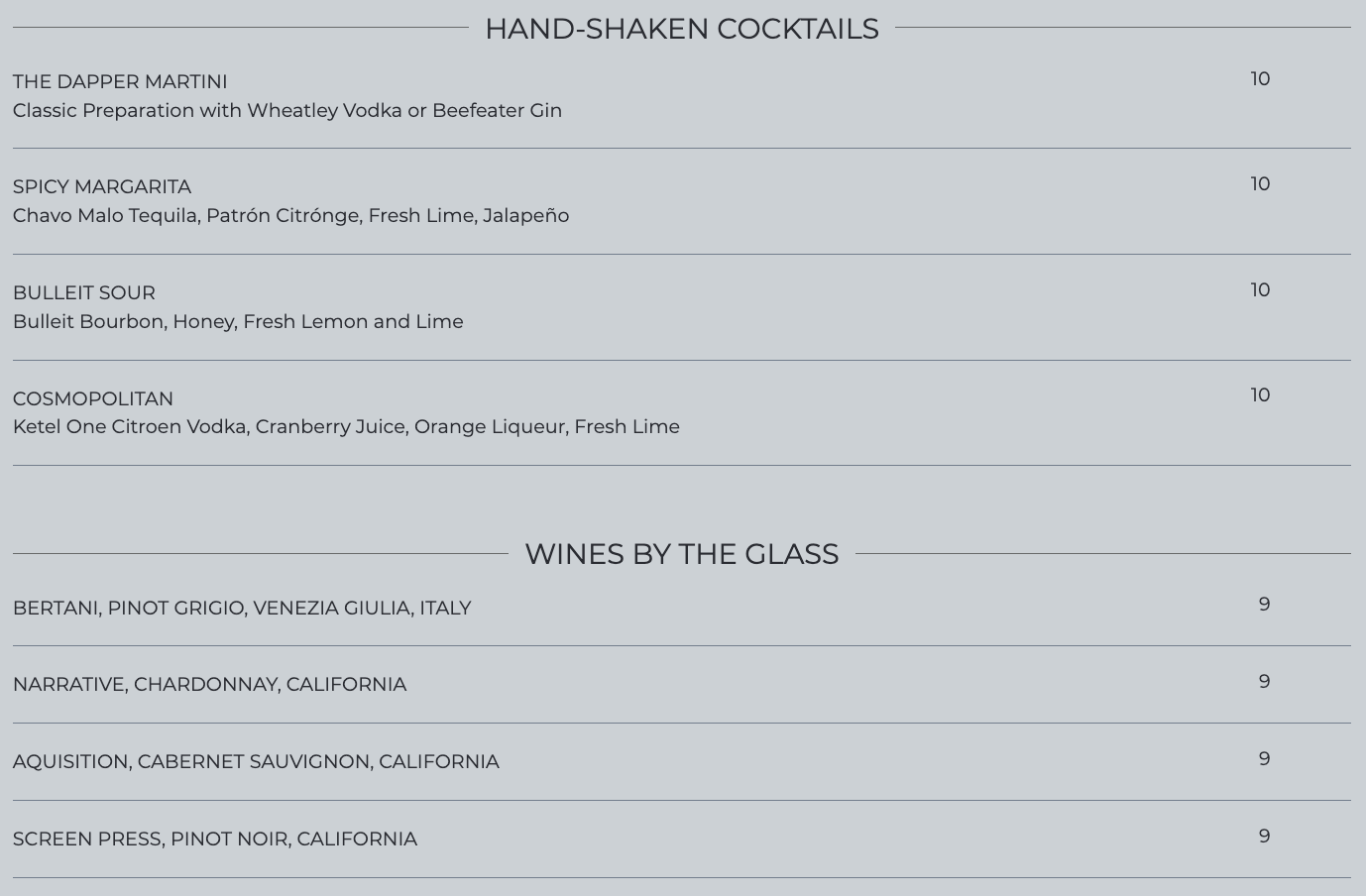 Drink Menu