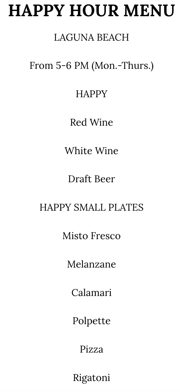 Food & Drink Menu