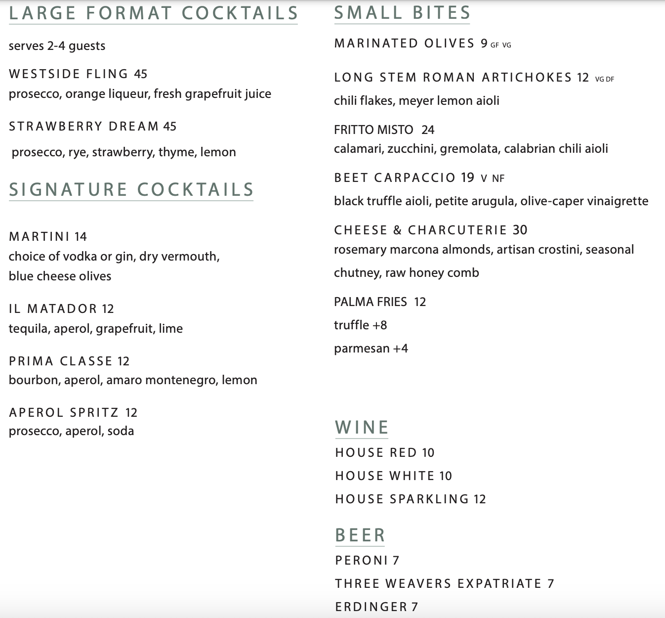 Food & Drink Menu