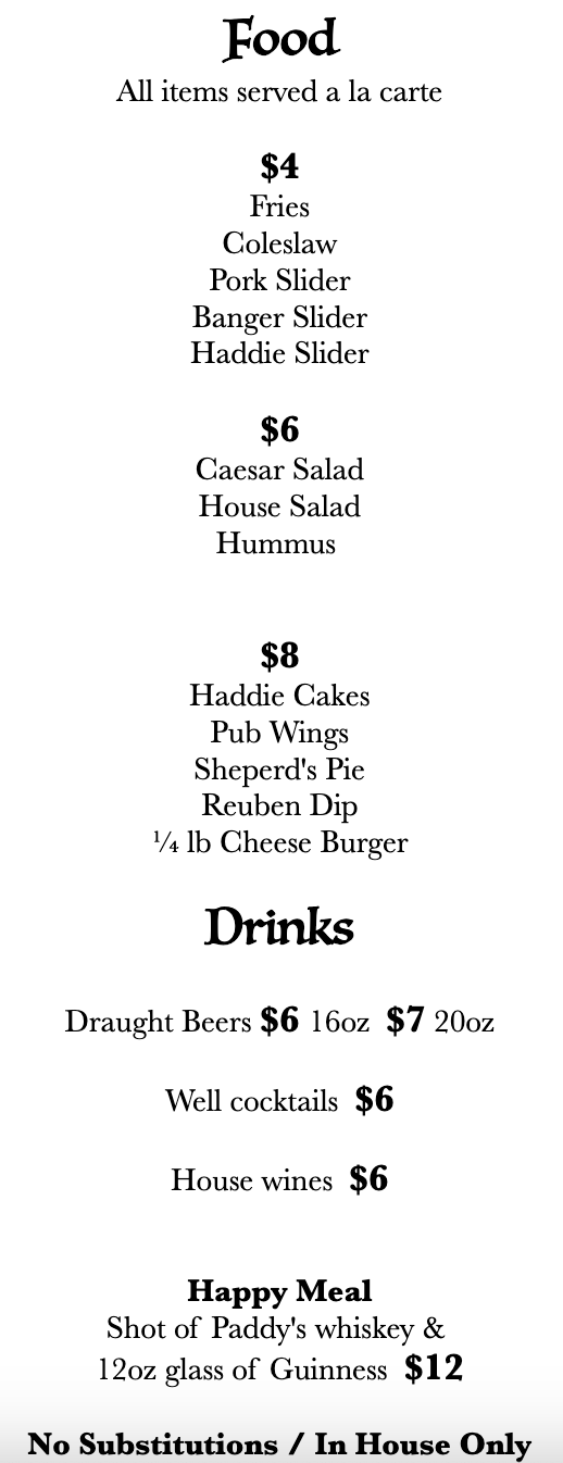 Food & Drink Menu