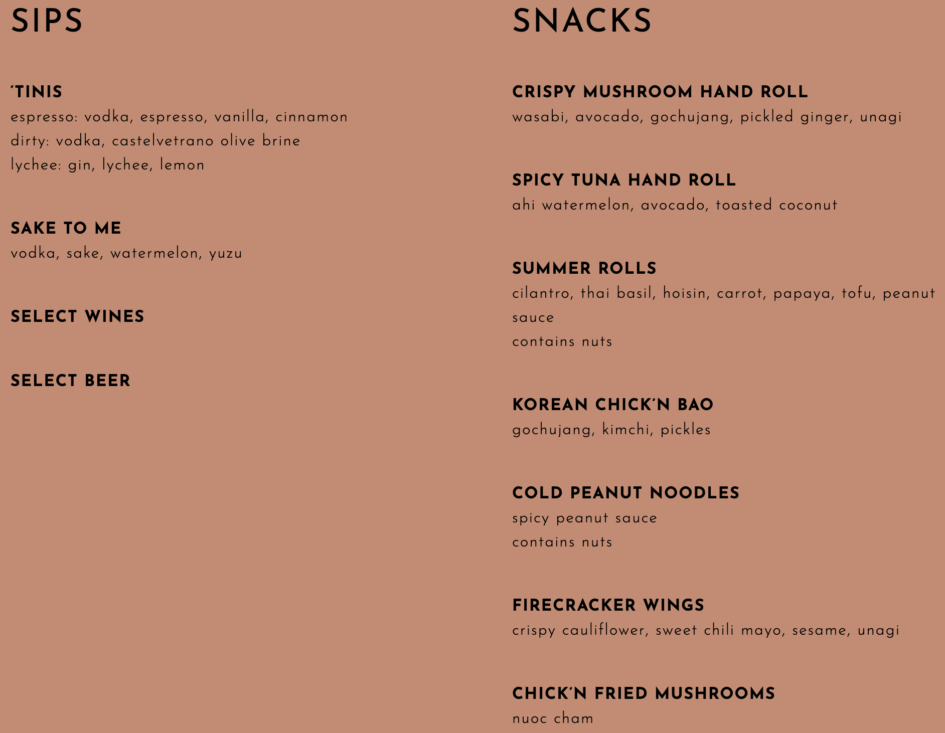 Food & Drink Menu