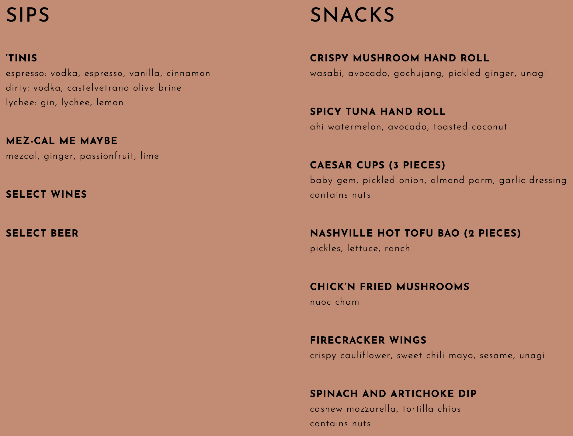Food & Drink Menu