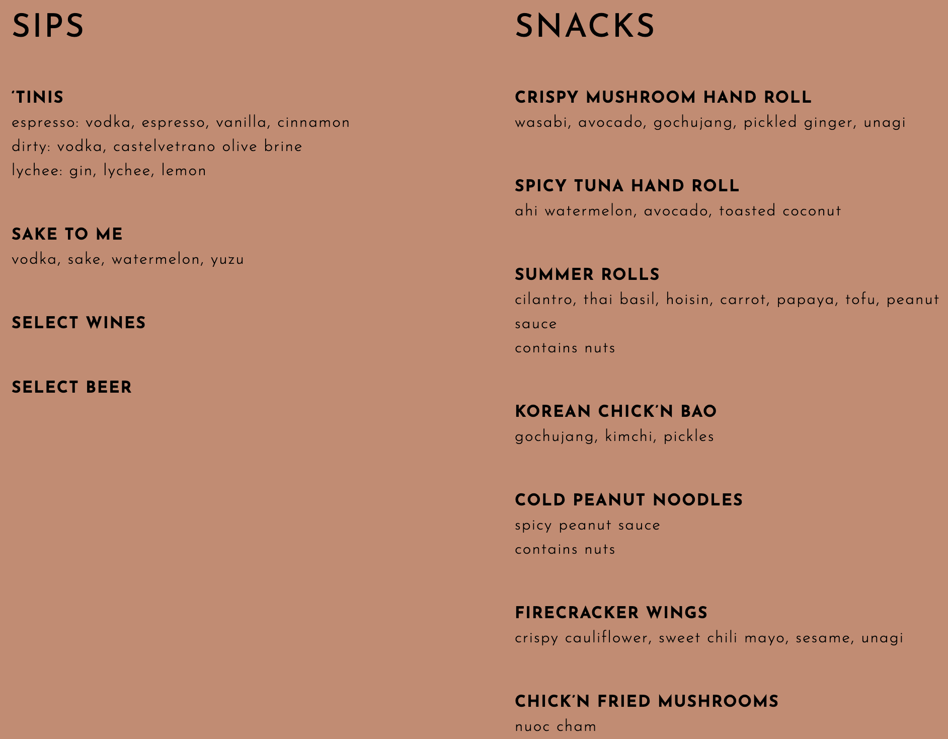Food & Drink Menu