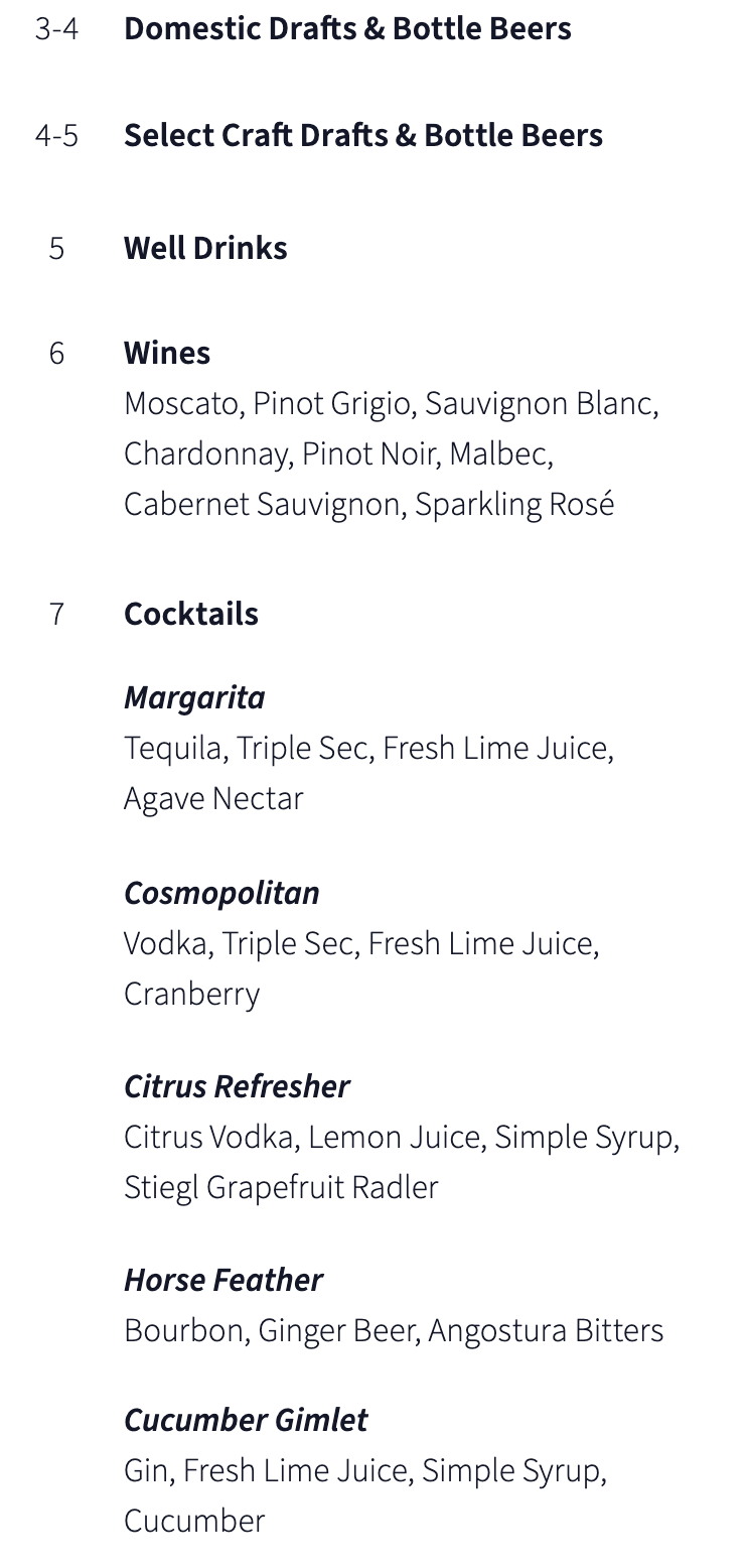 Drink Menu