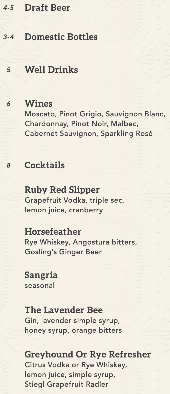 Drink Menu
