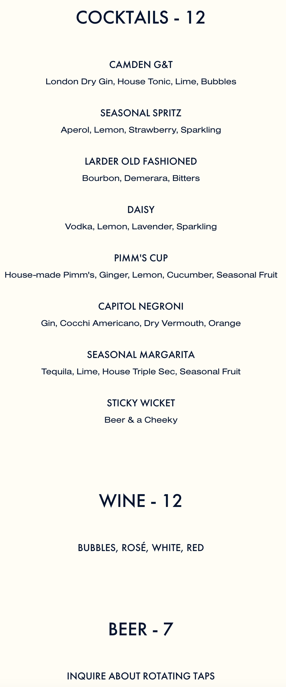 Drink Menu