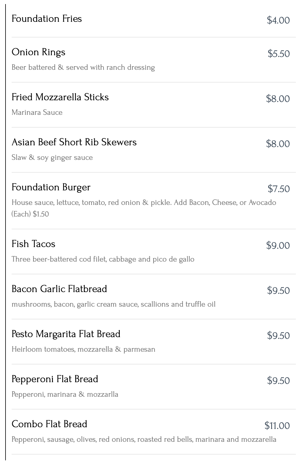 Food Menu
