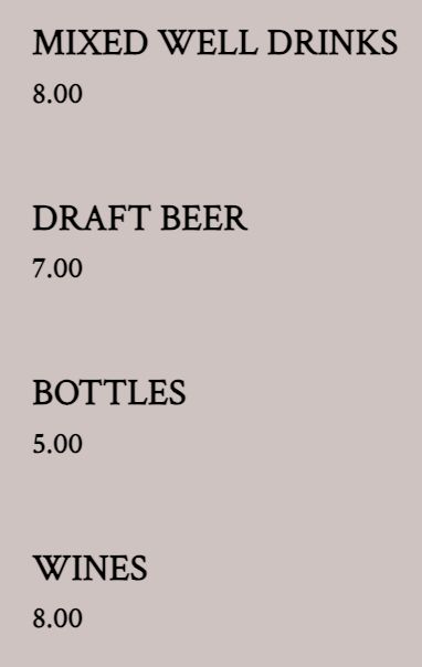 Drink Menu