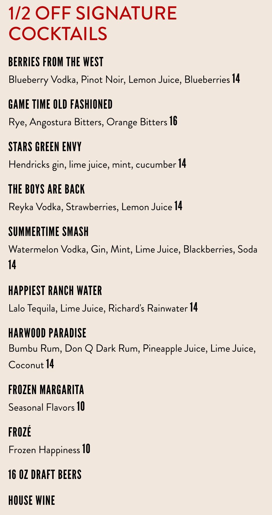 Drink Menu