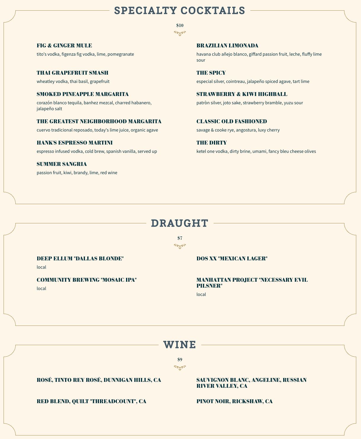 Drink Menu