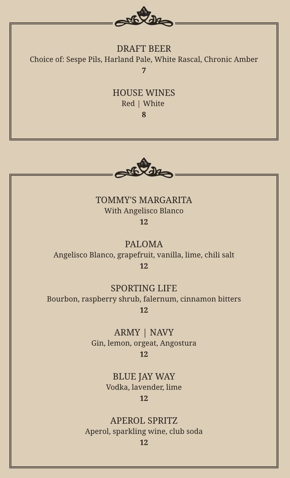 Drink Menu