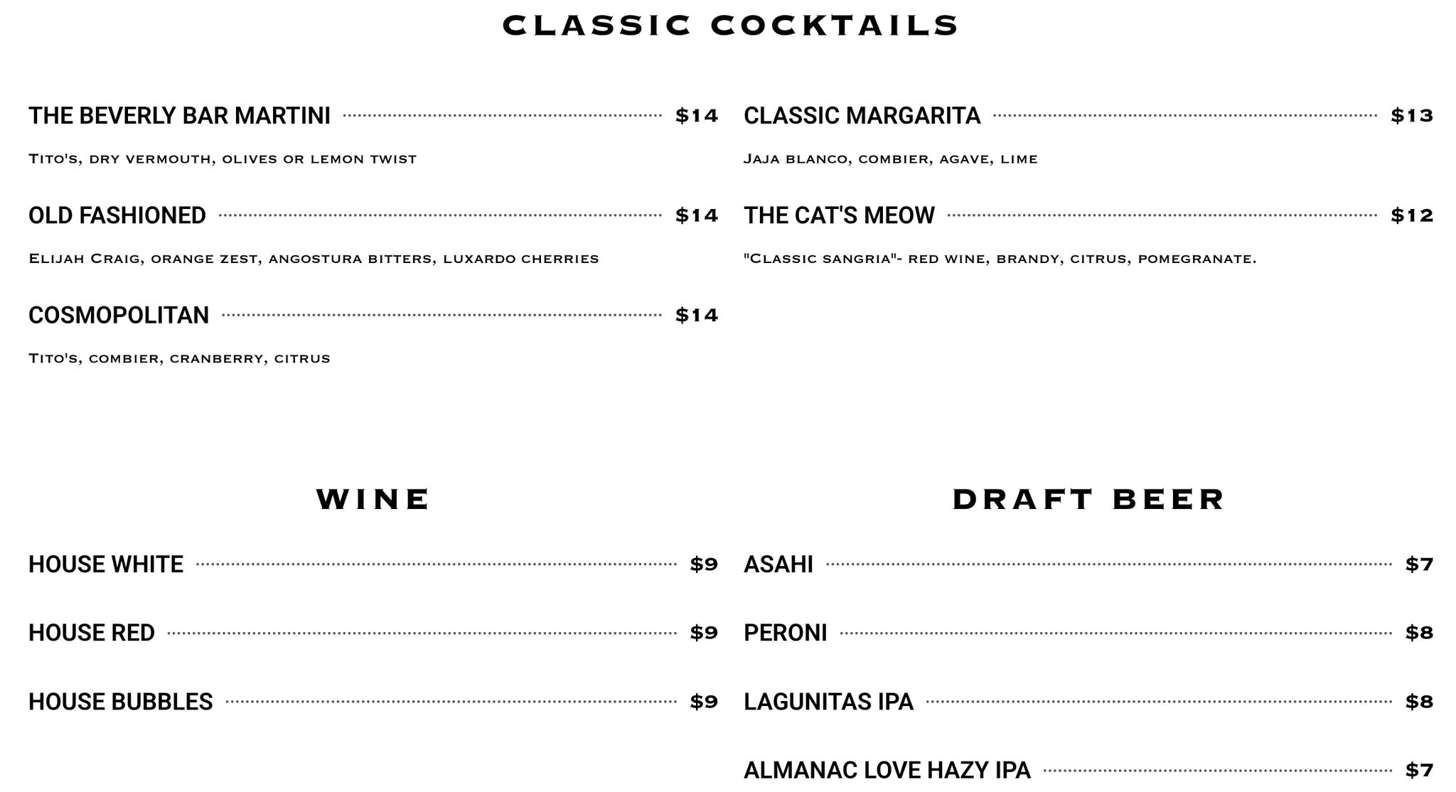 Drink Menu