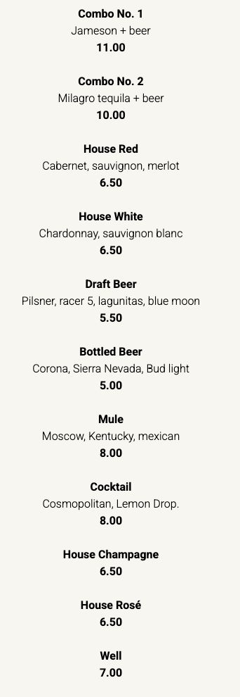 Drink Menu