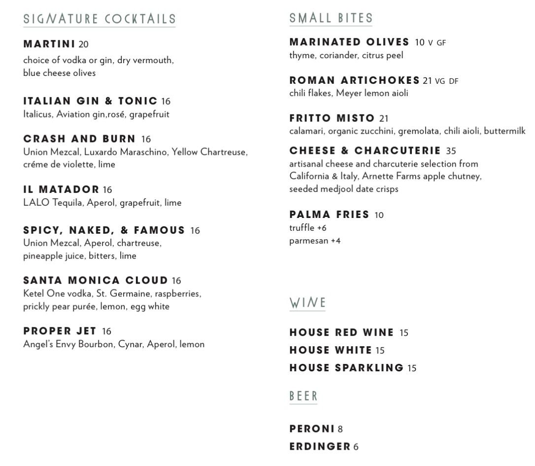 Food & Drink Menu