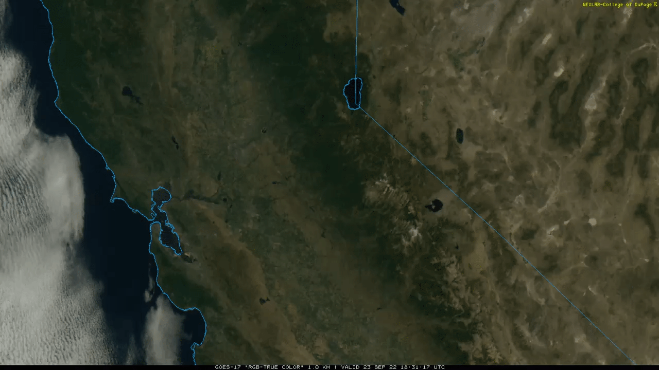 Visible satellite animation over Northern California showing crystal clear skies...and little else!