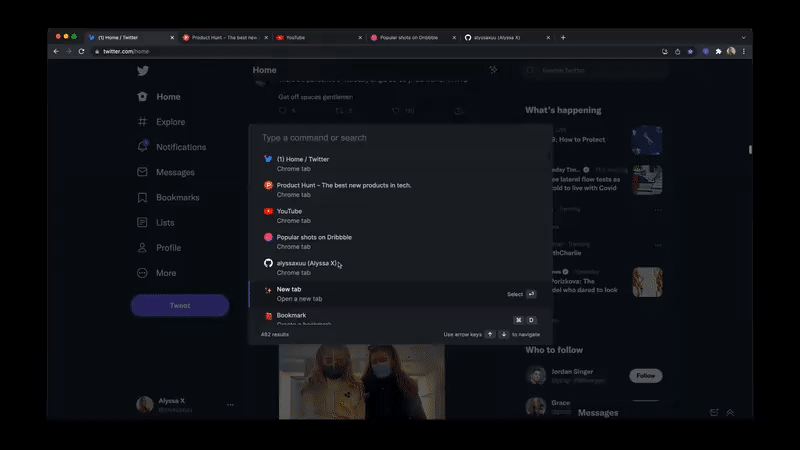Demo showing Omni supercharging browsers with commands, shortcuts, and more.