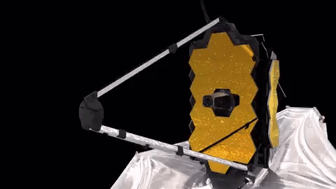 GIF of Webb telescope primary mirrors unfolding into place