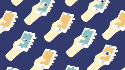 Eye-phones. A graphic meant to portray caution for data privacy.