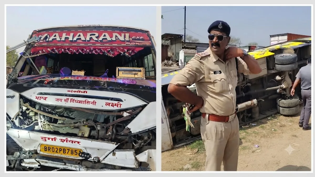 गयाजी से कोलकाता जा रही बस बरवाअड्डा में पलटी, रात 2.30 बजे मची चीख-पुकार, कई यात्री फंसे