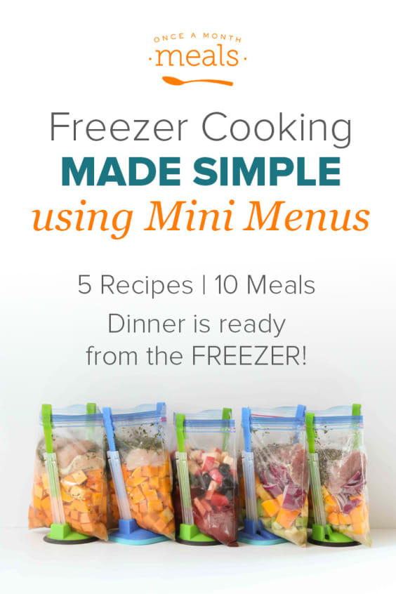Want to make meal planning simple with Freezer Cooking Mini Menus. 5 Recipes - 10 meals!