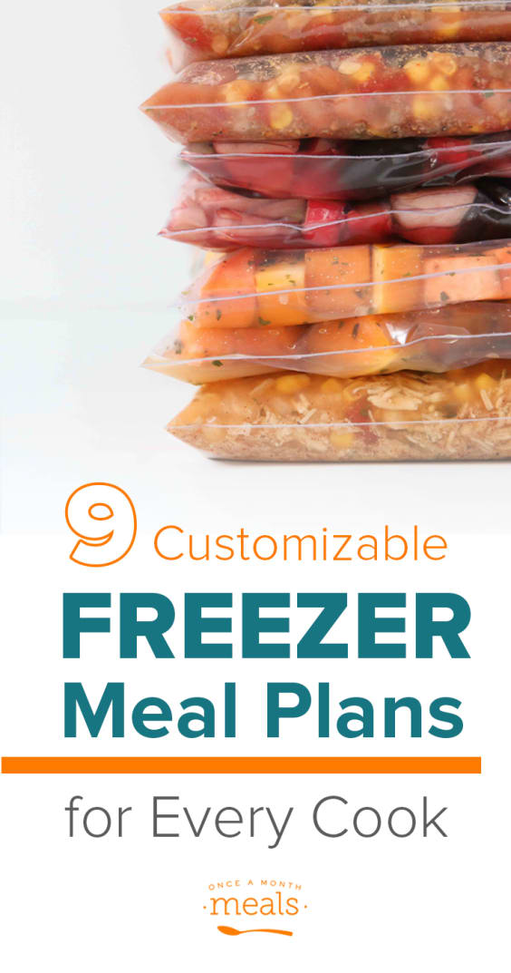 Once a Month Meals gives you everything you need to freezer cook, including 9 customizable freezer meal plans! Read about them here or make your own.