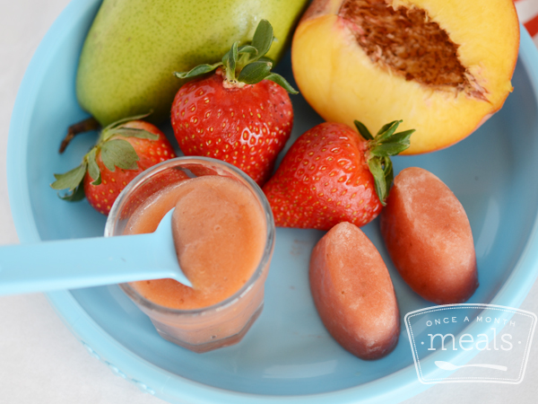 Strawberry, Pear, and Peach Puree Baby Food