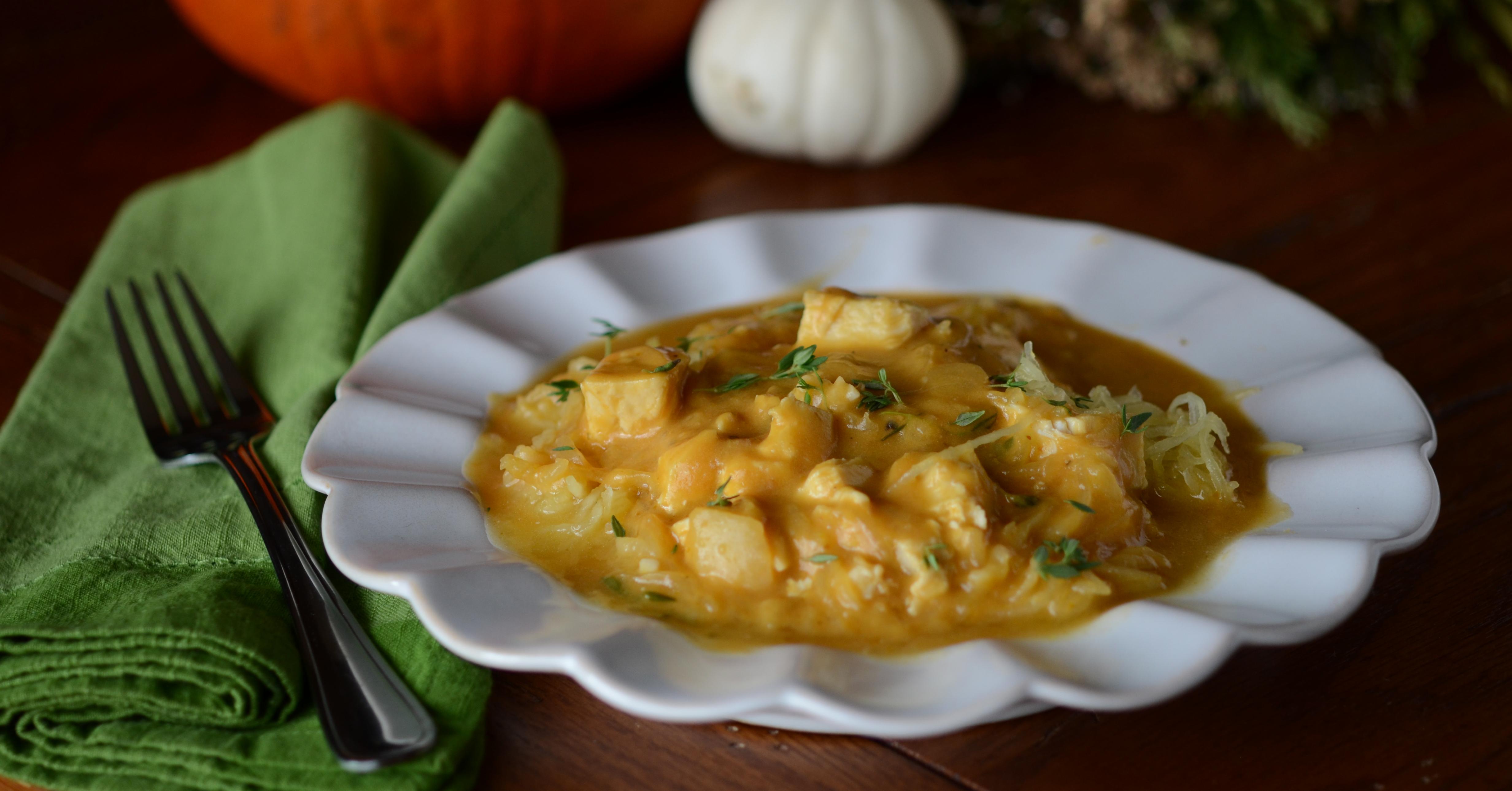 Instant Pot Creamy Paleo Pumpkin Pasta with Chicken - Dump and Go Dinner | Once A Month Meals