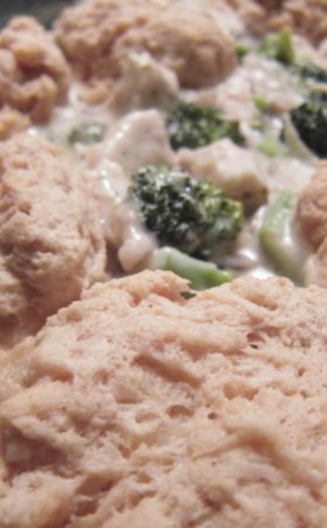 Chicken Alfredo Casserole with Buttermilk Biscuits Once A Month Meals