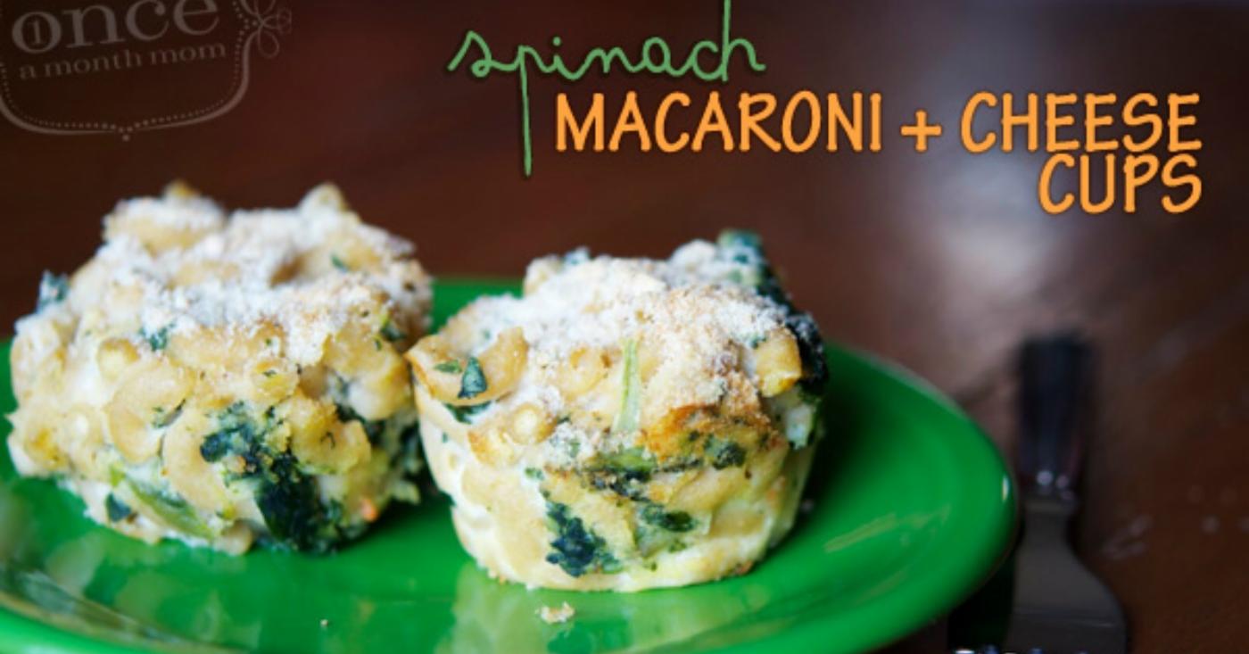 Spinach Mac and Cheese Cups - Lunch Version Once A Month Spinach Mac and Cheese Cups - Lunch Version Once A Month