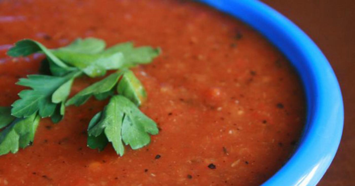 Veggie Packed Roasted Red Pepper Soup - Lunch Version | Once A Month Meals