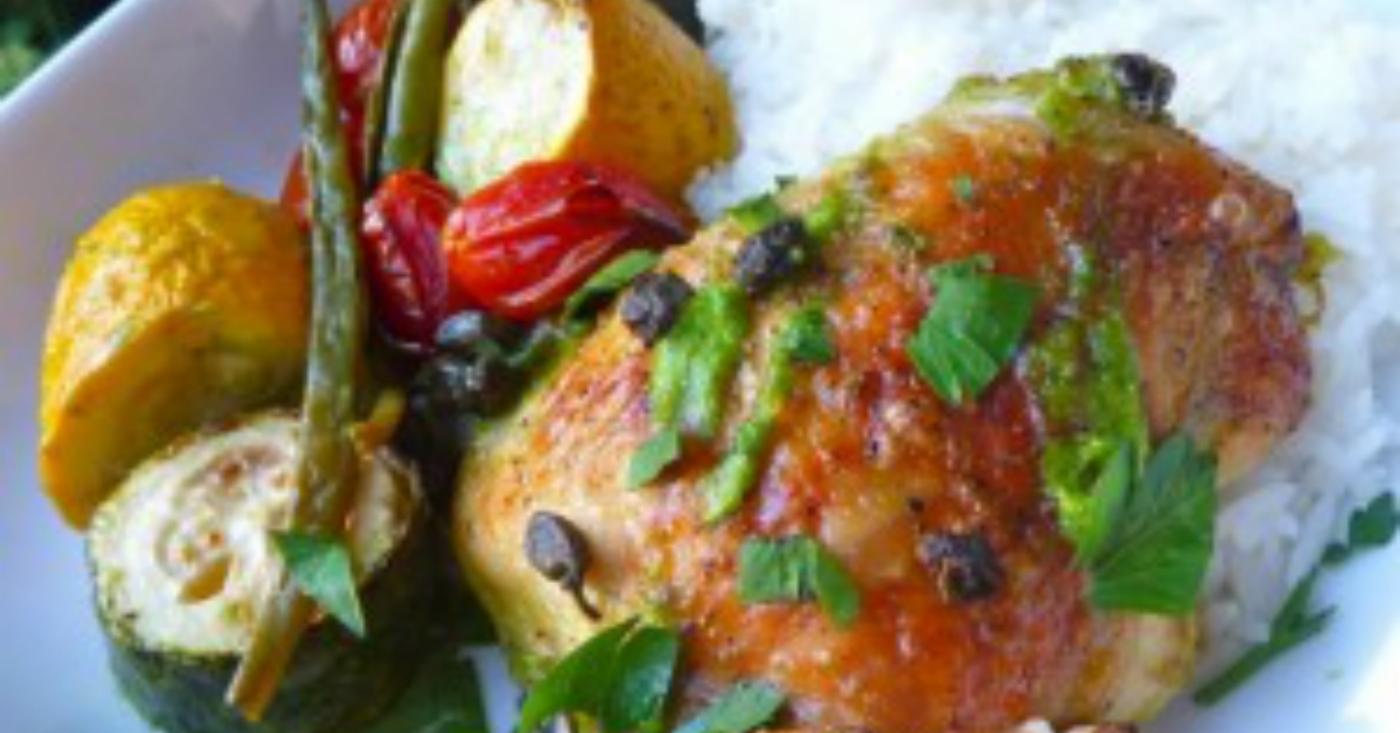 Gluten Free Dairy Free Lemon Chicken with Vegetables and Capers Dump