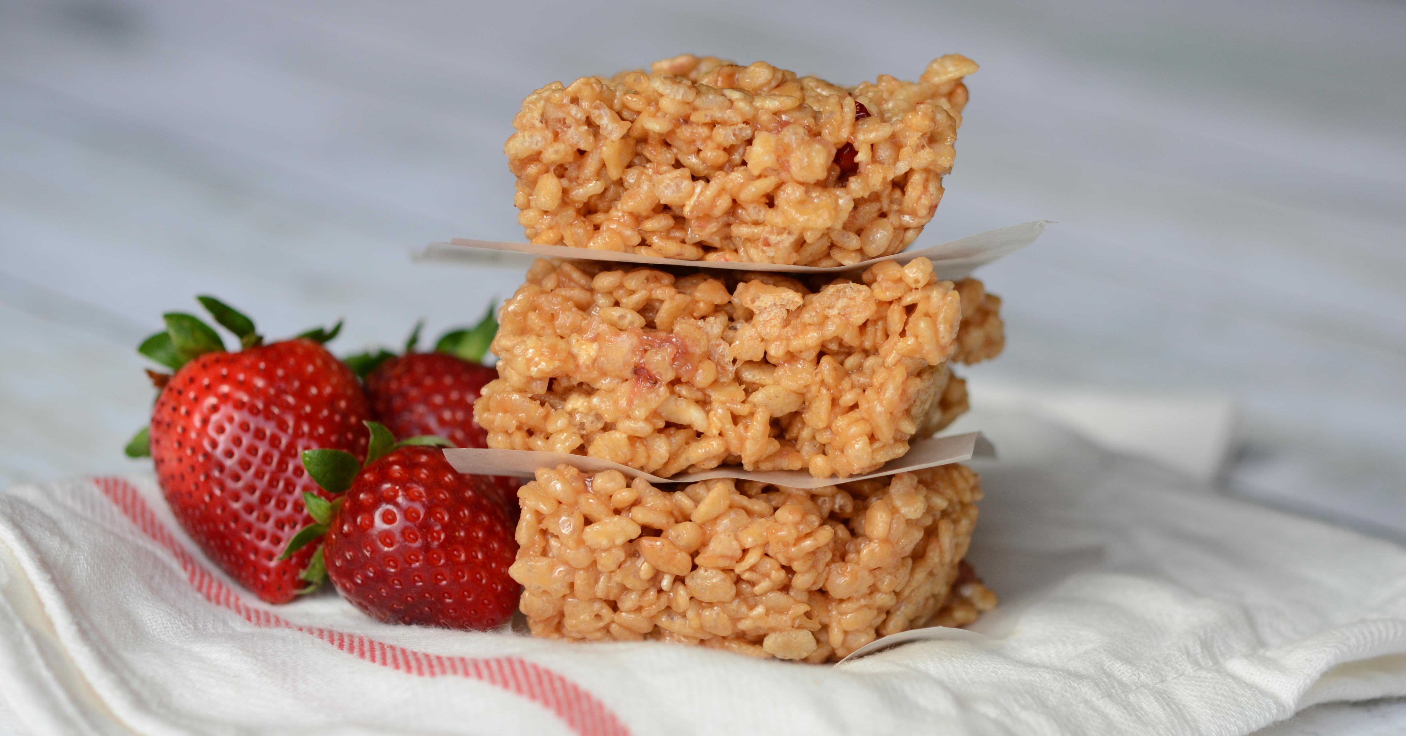 Strawberry Peanut Butter Rice Krispie Treats | Once A Month Meals