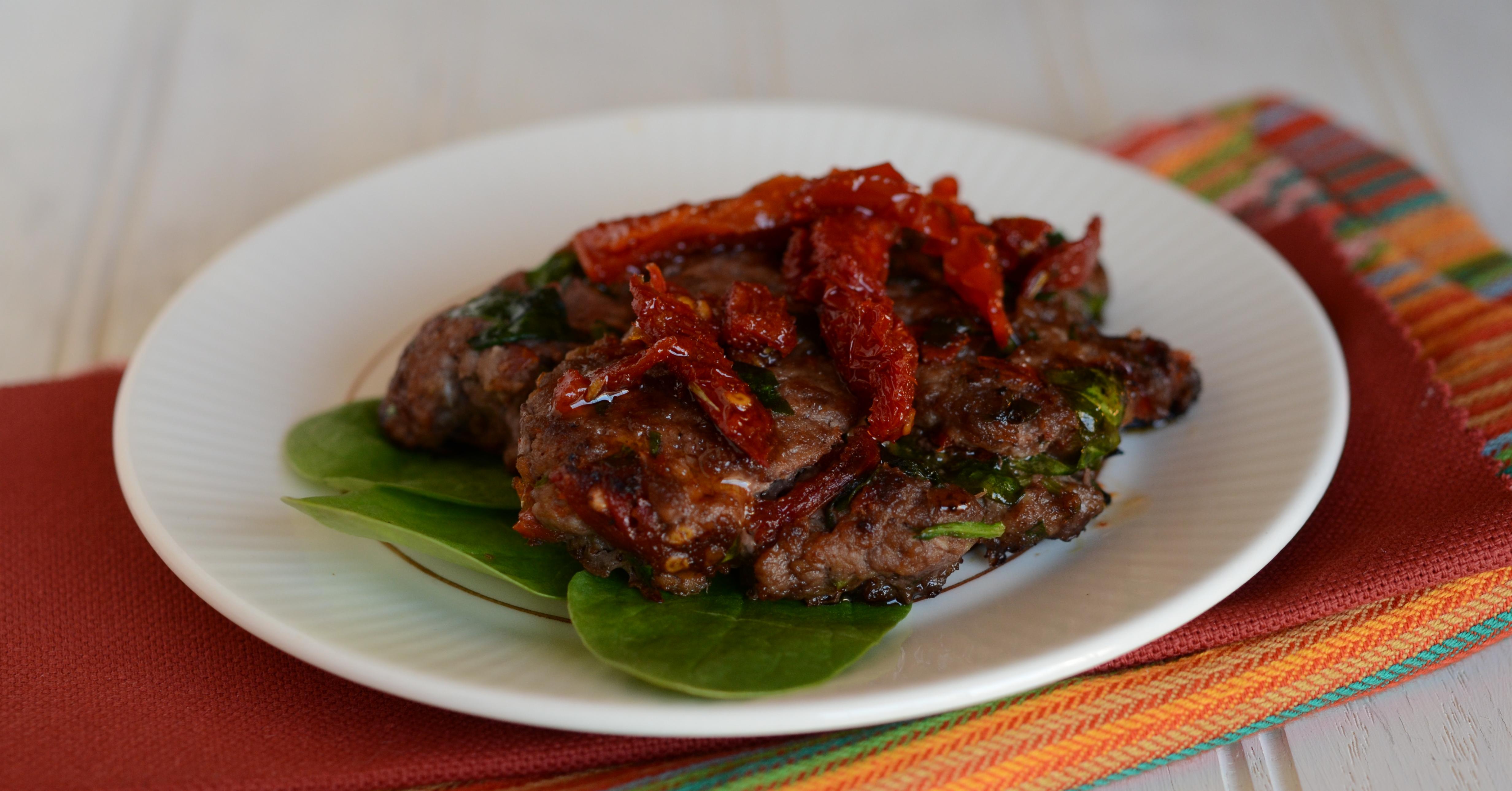 Paleo Sun-dried Tomato and Spinach Burgers - Dump and Go Dinner | Once A Month Meals