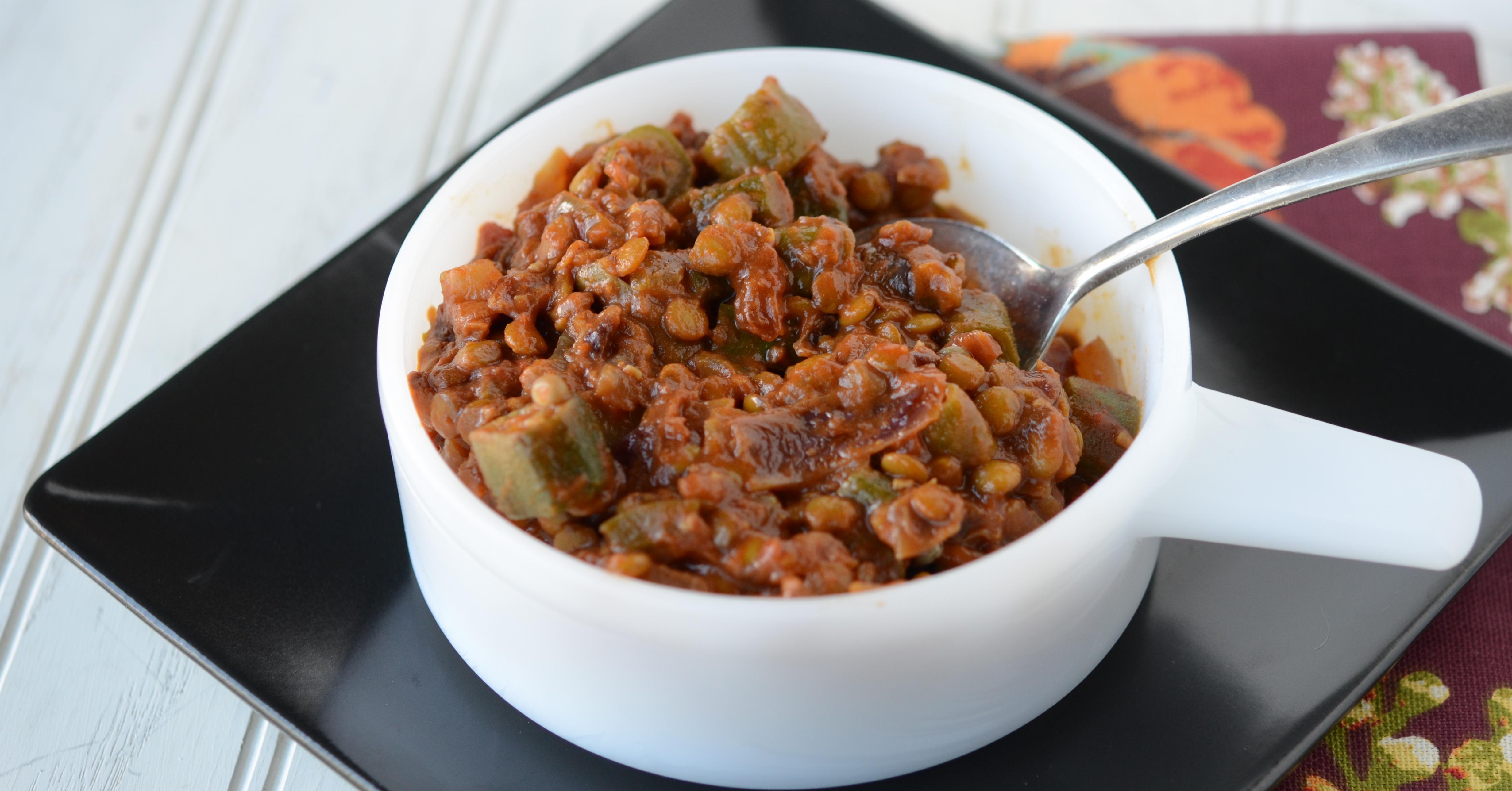 Instant Pot Lentil and Okra Curry Dump and Go Dinner Once A Month Meals