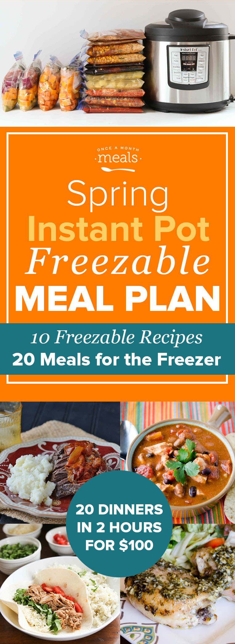 Spring Instant Pot Dump and Go Mini Freezer Meal Plan Vol. 1 Once A