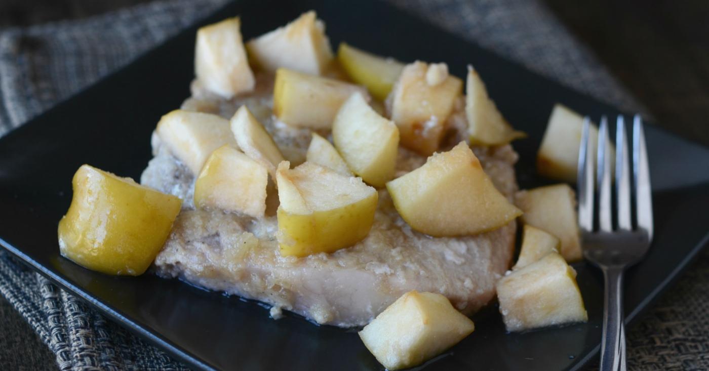 Slow Cooker Apple Bourbon Pork Chops Dump and Go Dinner Once A Month Meals