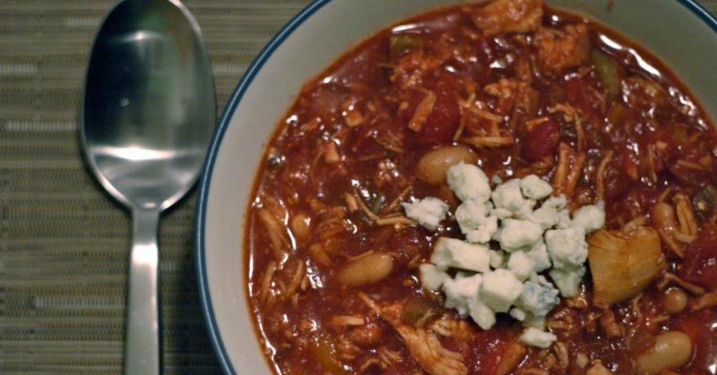 Slow Cooker Buffalo Chicken Chili Dump and Go Dinner Once A Month Meals