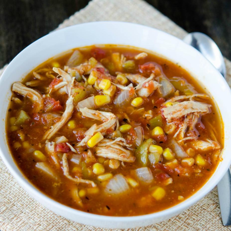 Slow Cooker Chicken Fiesta Soup - Dump and Go Dinner | Once A Month Meals