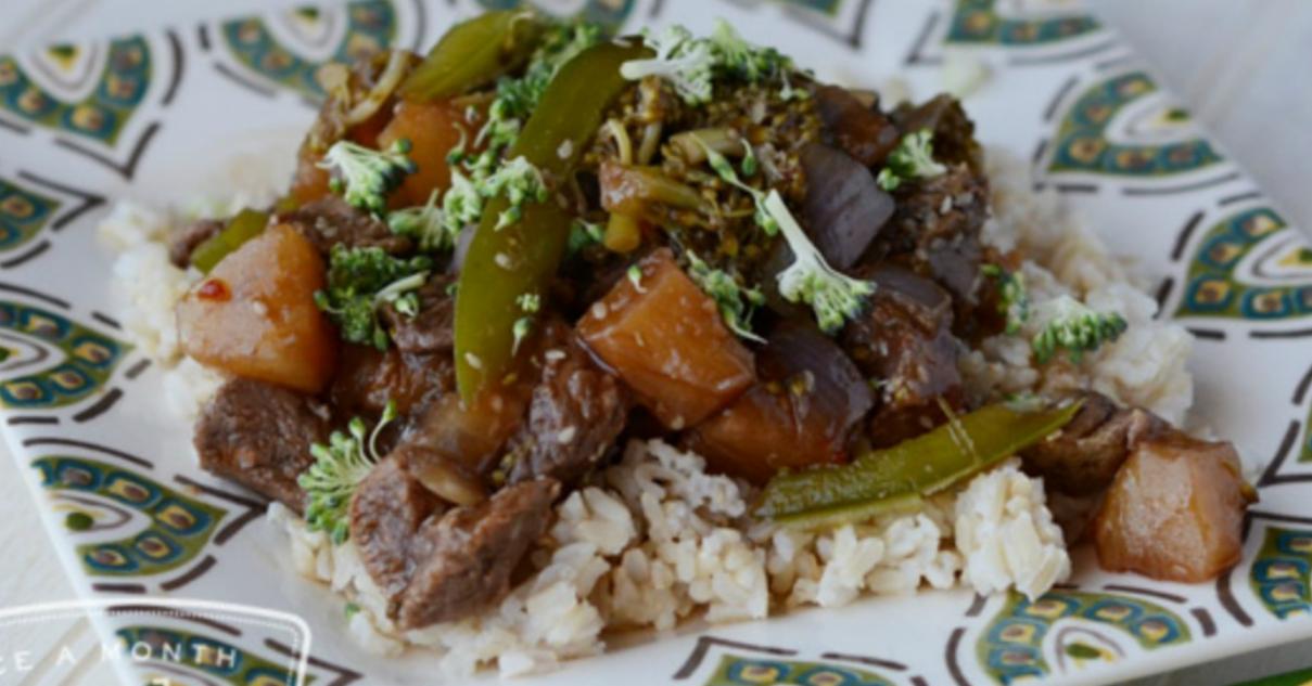 Pineapple Beef Teriyaki - Dump and Go Dinner | Once A Month Meals