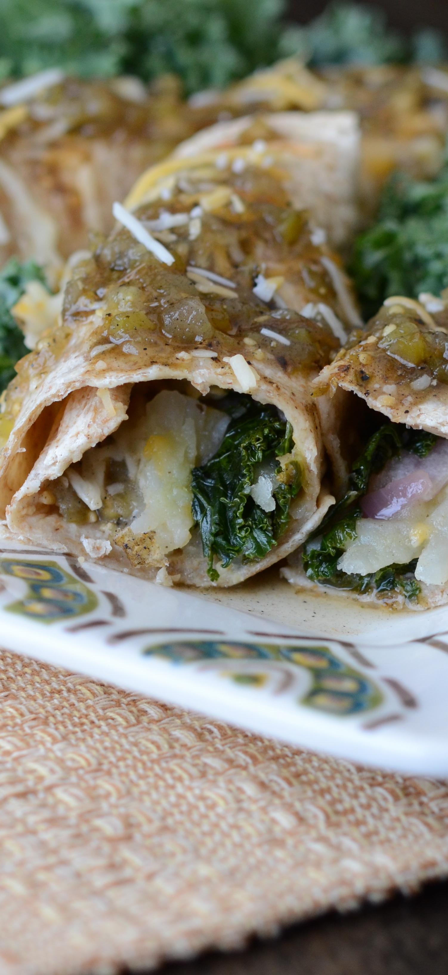 Salsa Verde Kale Enchiladas | Once A Month Meals