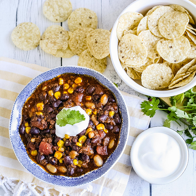 Instant Pot Chorizo Chili Dump and Go Dinner Once A Month Meals