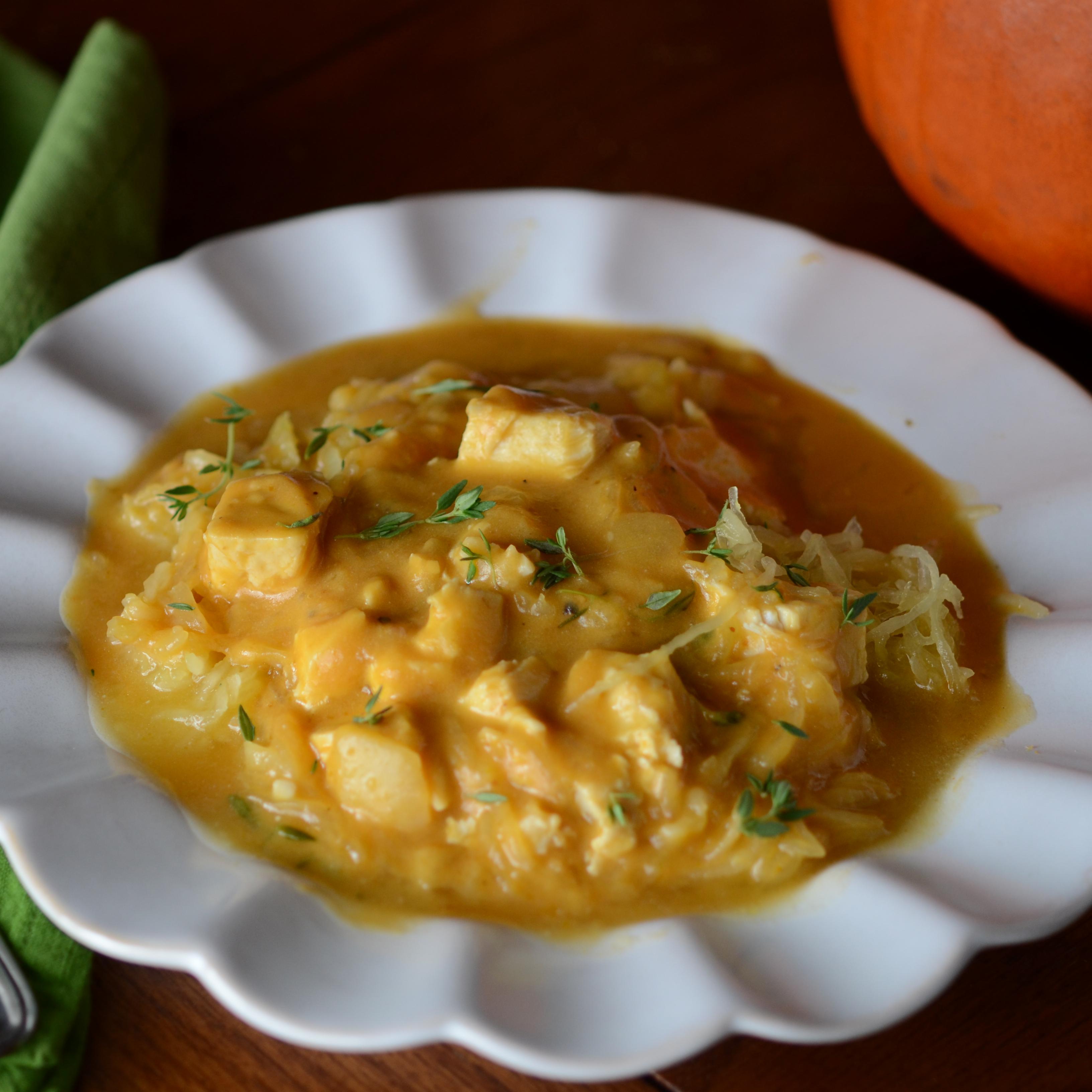 Creamy Paleo Pumpkin Pasta with Chicken - Ready to Eat Dinner | Once A Month Meals