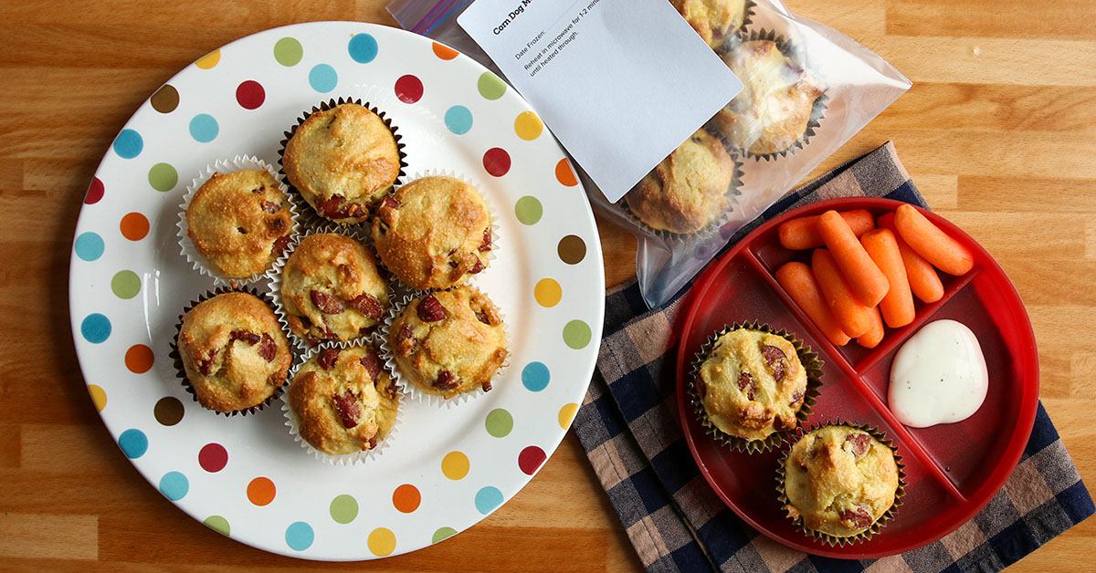 Corn Dog Muffins - Lunch Version | Once A Month Meals
