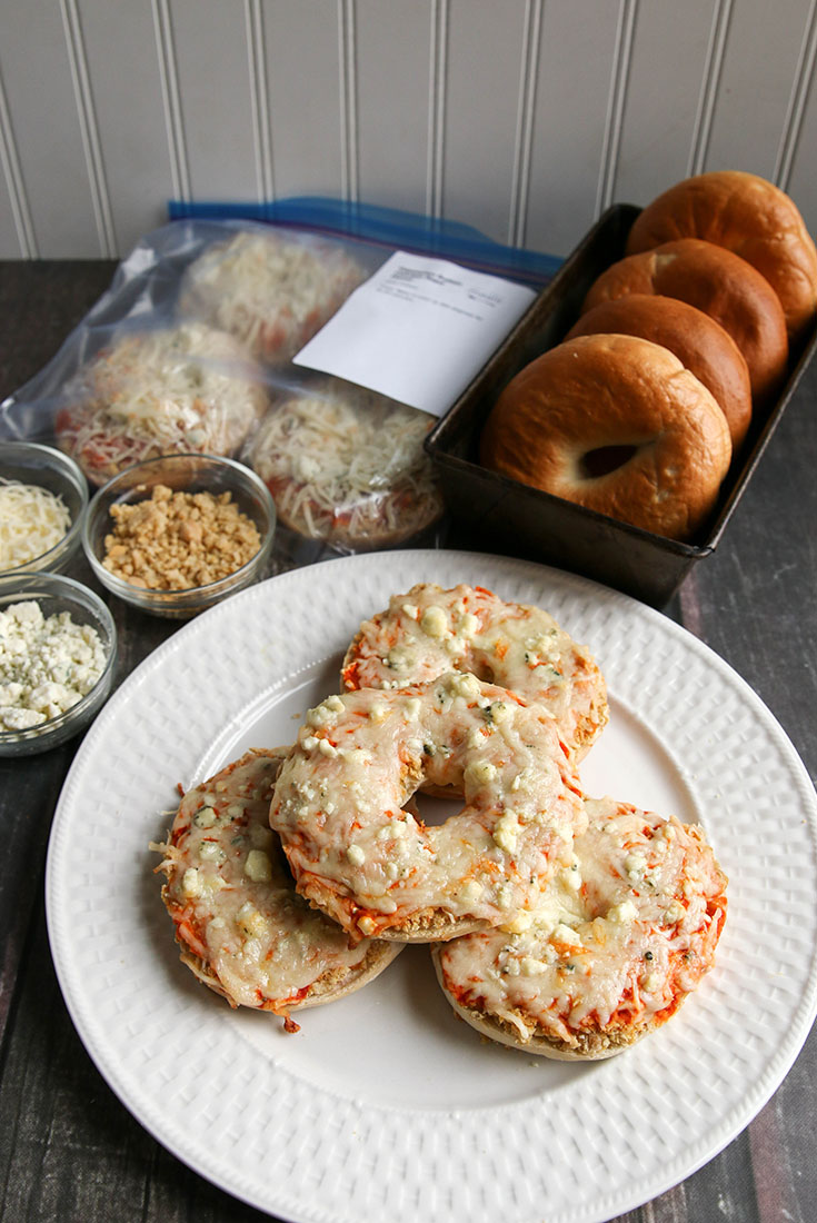 Vegetarian Buffalo Chicken Bagel Pizzas Dump and Go Dinner Once A