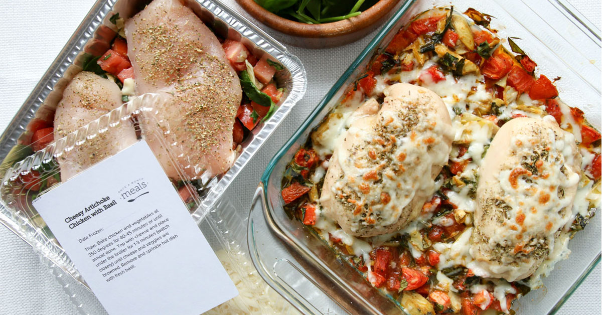 Cheesy Artichoke Chicken with Basil - Dump and Go Dinner | Once A Month Meals