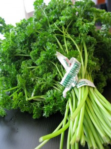 sliced diced fresh herbs parsley