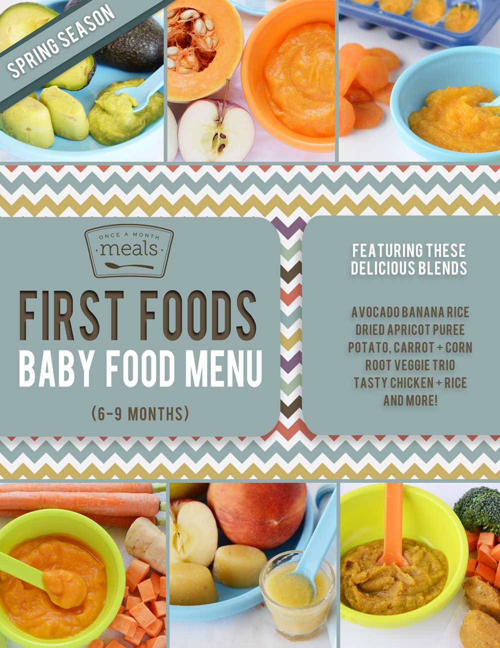 First Foods (6-9+ Months) Spring Baby Food Menu