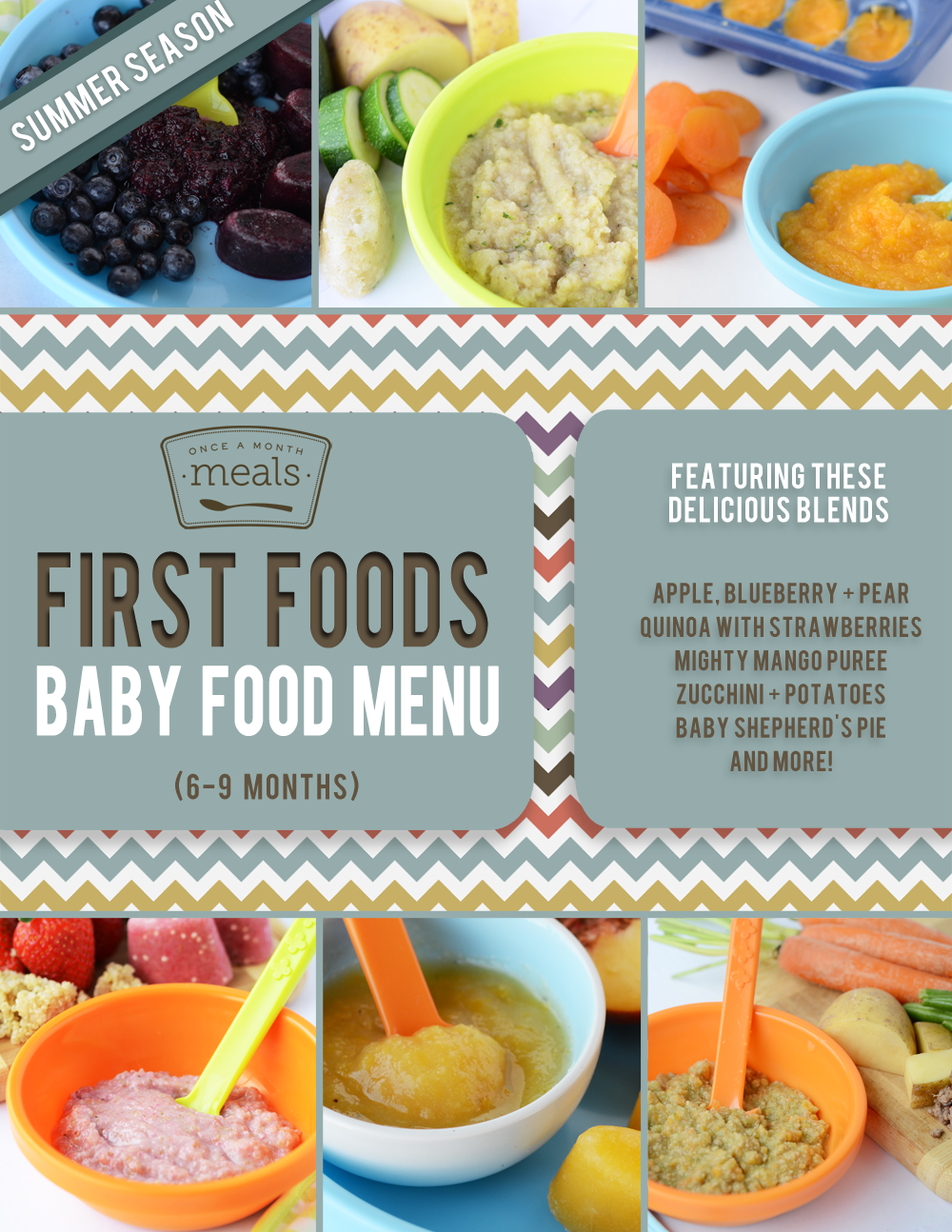 First Foods (6-9+ Month) Summer Baby Food Menu