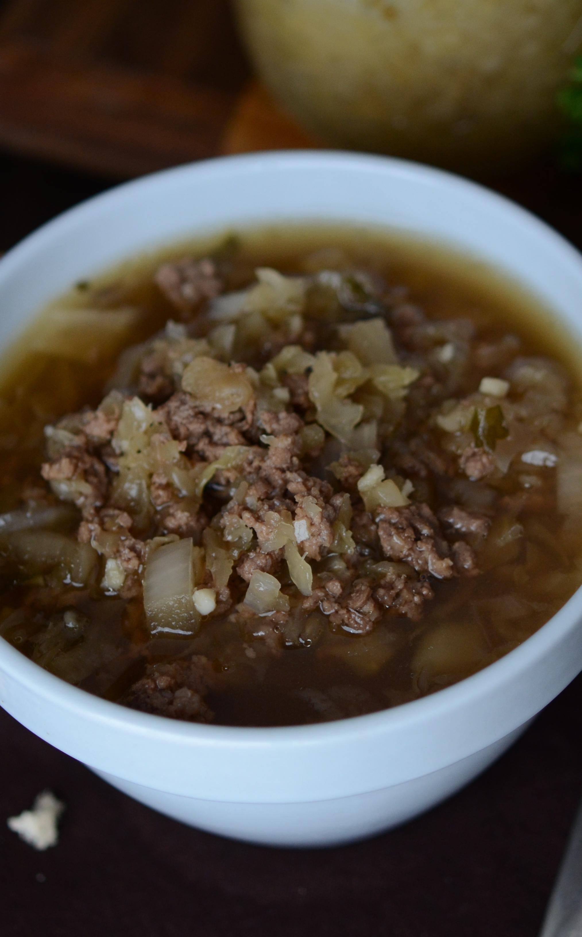 Instant Pot Ground Beef and Sauerkraut Soup Lunch Version Once A